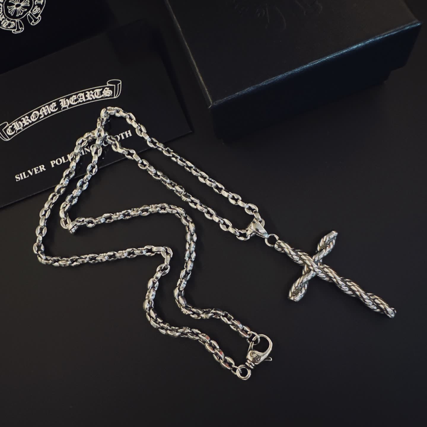 Chrome Hearts Silver Cross Pendant Necklace